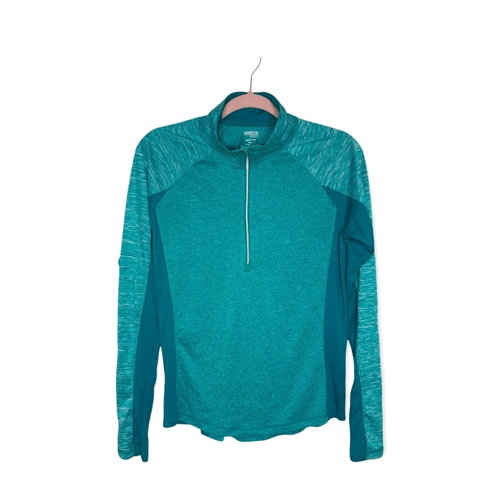 DANSKIN NOW Green Semi Fitted 1/4 Zip Performance Dri More Pullover with M